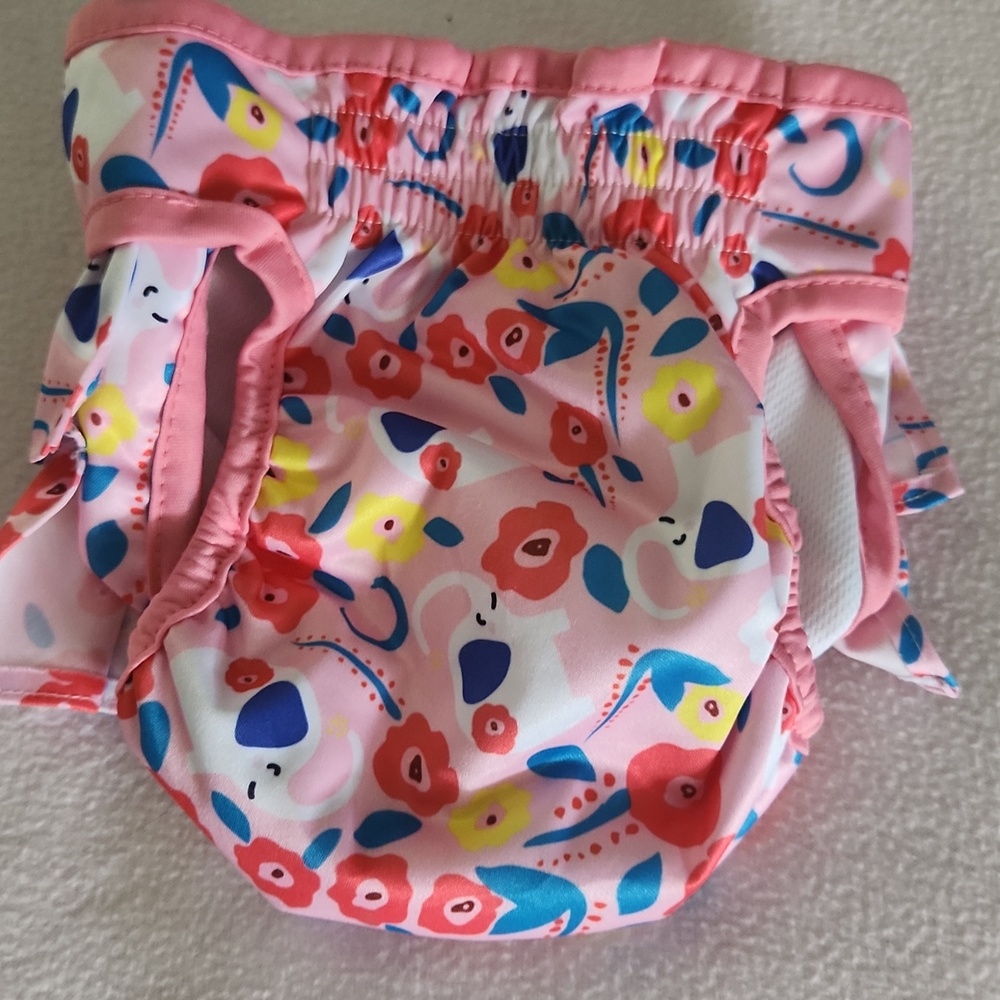 Female Washable Doggy Wrap Diaper - Floral Pink